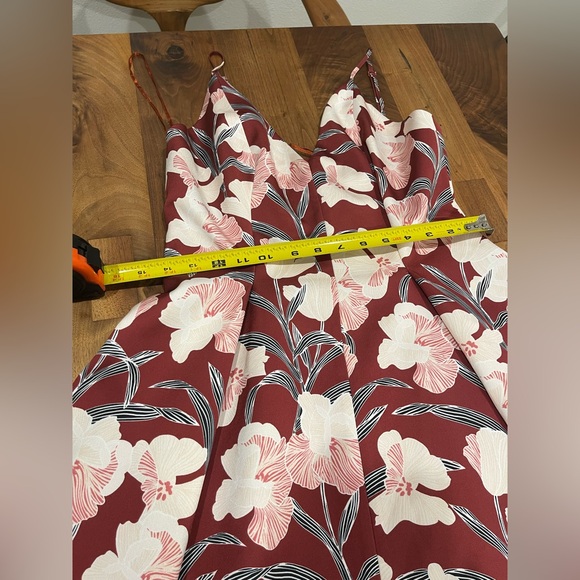 Keepsake medium sz midi floral burgundy sleeveless event classic gown dress - Picture 7 of 10